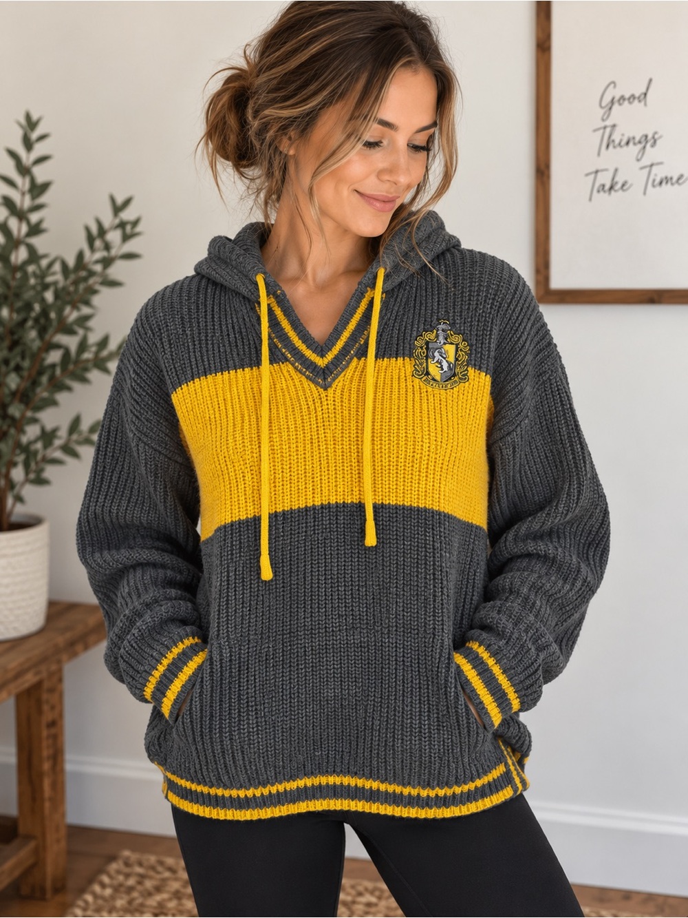 Harry Potter Hufflepuff sweater hooded small